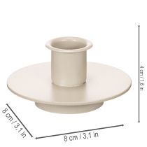 Artículo Portavelas metálico color beige mate, pequeño para velas cónicas, 8 cm, 3 unidades.