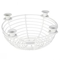 Artículo Portavelas en cuenco de metal decorativo blanco Ø14cm H7cm