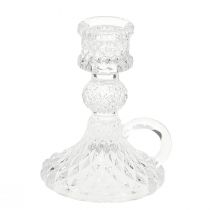 Artículo Portavelas con asa para velas de palo cristal 10,5cm transparente 4ud
