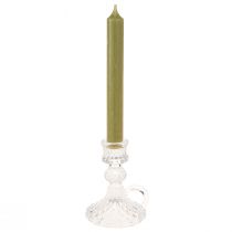 Artículo Portavelas con asa para velas cónicas de cristal 10,5cm transparente 4uds