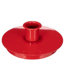 Artículo Portavelas compactos de metal rojo para velas cónicas de 10 cm, 2 unidades.