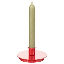 Artículo Portavelas compactos de metal rojo para velas cónicas de 10 cm, 2 unidades.