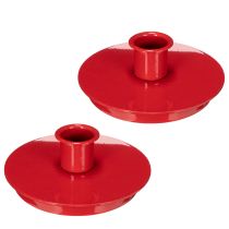 Artículo Portavelas compactos de metal rojo para velas cónicas de 10 cm, 2 unidades.