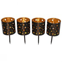 Portavelas Corona de Adviento para pegar oro negro Ø6cm 4ud