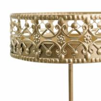 Artículo Portavelas florales para enchufar dorado Ø7,4cm H12,5cm 4 piezas aspecto antiguo