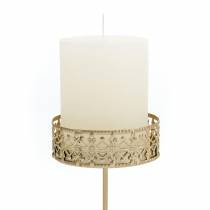 Artículo Portavelas florales para enchufar dorado Ø7,4cm H12,5cm 4 piezas aspecto antiguo