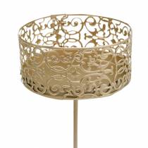 Portavelas florales para pegar dorado Ø8.8cm H13.7cm 4 piezas aspecto antiguo