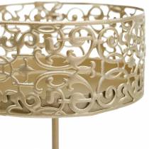 Artículo Portavelas florales para enchufar dorado Ø8,8cm H13,7cm 4 piezas aspecto antiguo