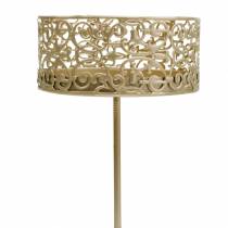 Artículo Portavelas florales para enchufar dorado Ø8,8cm H13,7cm 4 piezas aspecto antiguo