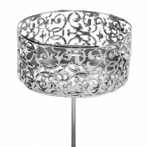 Artículo Portavelas florales para enchufar en plata Ø8,8cm H13,7cm 4 piezas aspecto antiguo