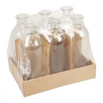 Artículo Portavelas botellas decorativas mini jarrones vidrio transparente H19,5cm 6 piezas