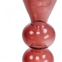 Artículo Candelero de cristal rosa/rosa Ø5-6cm H19cm 2pcs