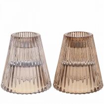 Portavelas de vidrio Portavelas de varilla de vidrio Ø5.5cm H6.5cm 2pcs