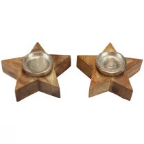 Artículo Portavelas portavelas de madera estrella 15x15x5cm 2uds