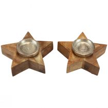 Portavelas portavelas de madera estrella 15x15x5cm 2uds