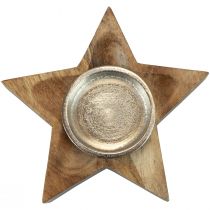 Portavelas portavelas de madera estrella 15x15x5cm 2uds
