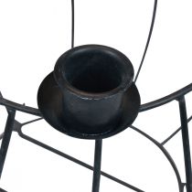 Artículo Portavelas cesta de malla gris metálico Corona de Adviento Ø14cm