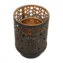 Artículo Portavelas de metal negro/estrellas doradas Al. 13,5 cm/19 cm, juego de 2