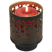 Artículo Portavelas de metal negro/estrellas doradas Al. 13,5 cm/19 cm, juego de 2