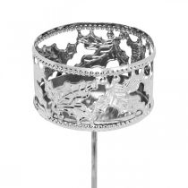 Candelero con palma, portavelas para corona de Adviento plata Ø5.5cm 4ud