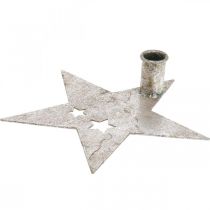 Artículo Estrella decorativa de metal, candelabro cónico para Navidad plateado, aspecto antiguo 20cm × 19.5cm