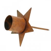 Artículo Portavelas de estrella para pegar, decoración de Adviento con baño de óxido, 6 cm, 4 piezas