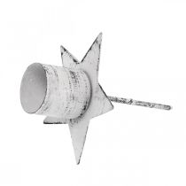 Artículo Portavelas estrella para pegar metal blanco shabby chic 6cm 4uds