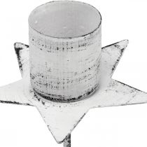 Artículo Portavelas estrella para pegar metal blanco shabby chic 6cm 4uds