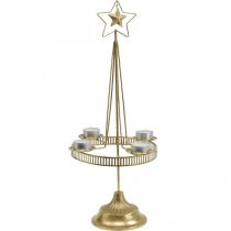 Artículo Candelabro Pilar Vela Estrella Oro Ø23cm H49.5cm