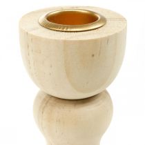 Artículo Candelabro de madera para decoración de mesa para velas cónicas H17cm 2 uds