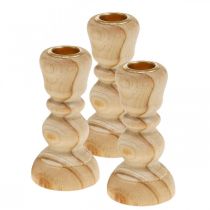 Artículo Candelero de madera torneado casa de campo H11cm 3pcs