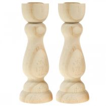Artículo Candelabro de madera para decoración de mesa para velas cónicas H17cm 2 uds