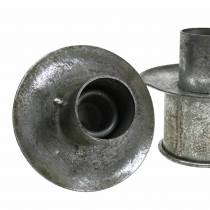Artículo Juego de portavelas escalonado plata antiguo Ø9,5–10,5cm H7–14cm 4 piezas