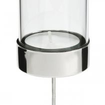 Artículo Portavelas para enchufar metal/vidrio Ø5cm H14cm 4 piezas