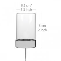 Artículo Portavelas para enchufar metal/vidrio Ø5cm H14cm 4 piezas
