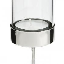 Artículo Portavelas para enchufar metal/vidrio Ø5cm H19cm 4 piezas