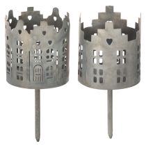 Artículo Portavelas y candelabro con estaca, diseño de casa, 6 cm, 2 piezas