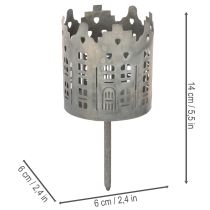 Artículo Portavelas y candelabro con estaca, diseño de casa, 6 cm, 2 piezas