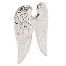 Artículo Alfileres de vela Alas de ángel navideñas plateadas 4×7cm 4 piezas