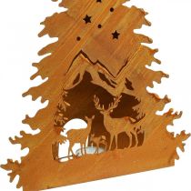 Artículo Portavelas Navidad pátina ciervo abeto Al.50cm