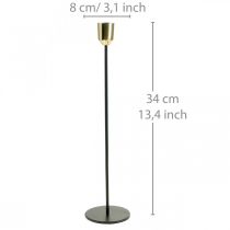 Artículo Candelabro, portavelas de metal, dorado / negro H33.5cm Ø2.2cm