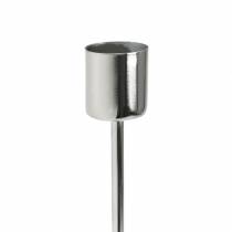 Artículo Portavelas de metal para velas cónicas plateado Ø2.2cm H28cm 2pcs