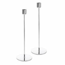 Artículo Portavelas de metal para velas cónicas plateado Ø2.2cm H28cm 2pcs