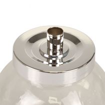 Artículo Candelabro portavelas de metal y vidrio plateado Ø10,5cm 4 piezas