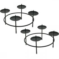 Candelabro para 4 velas corona de Adviento metal negro Ø18,5cm 2uds