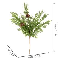 Artículo Rama de pino artificial con piñas, 28 cm, 6 unidades