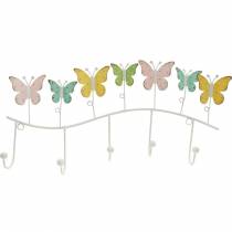 Artículo Decoración primaveral, perchero con mariposas, decoración en metal, perchero decorativo 36cm
