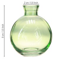 Artículo Jarrones de cristal pequeños, mini jarrones bulbosos, verdes, Ø7,5cm, H9cm, 6 piezas