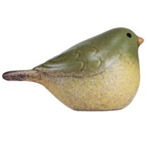 Artículo Pequeño pájaro de cerámica decoración de cerámica verde primavera 8,5 cm 4 piezas