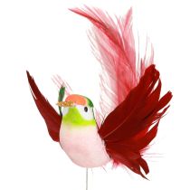 Artículo Decoración colibrí en palo turquesa burdeos 13-15cmx9-10cm 6ud